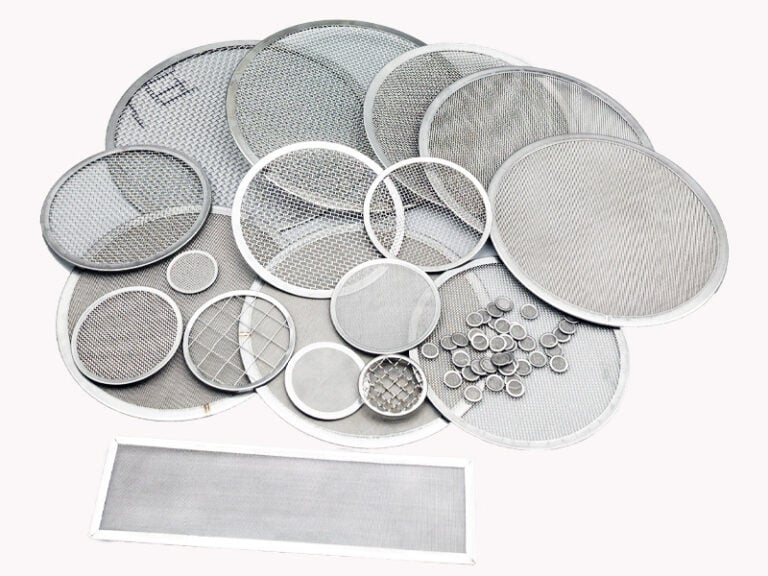Round rimmed mesh screens and rectangular mesh blanks in assorted sizes