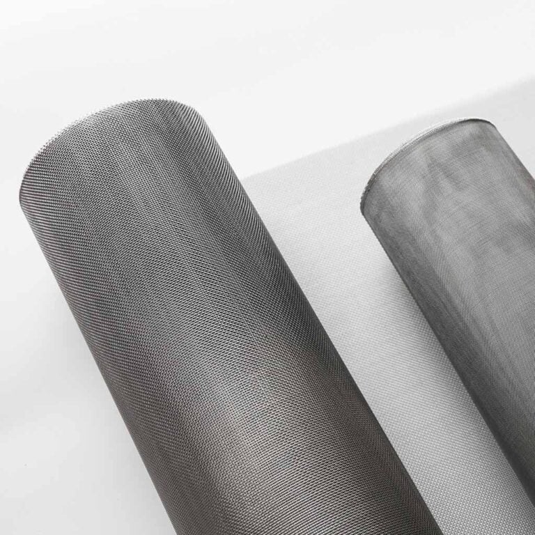 Fine stainless steel woven wire mesh rolls showing uniform square openings