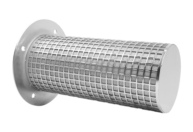 Closed end mesh chemical filter insert with bolted mounting flange