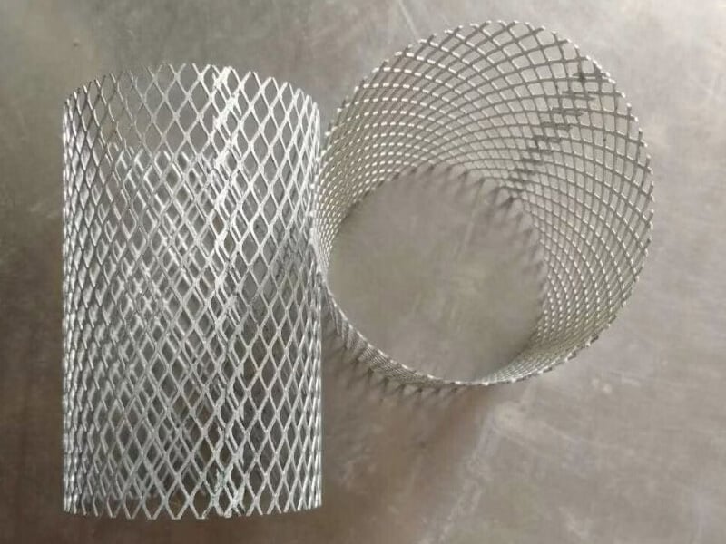 Expanded metal cylinder support structures