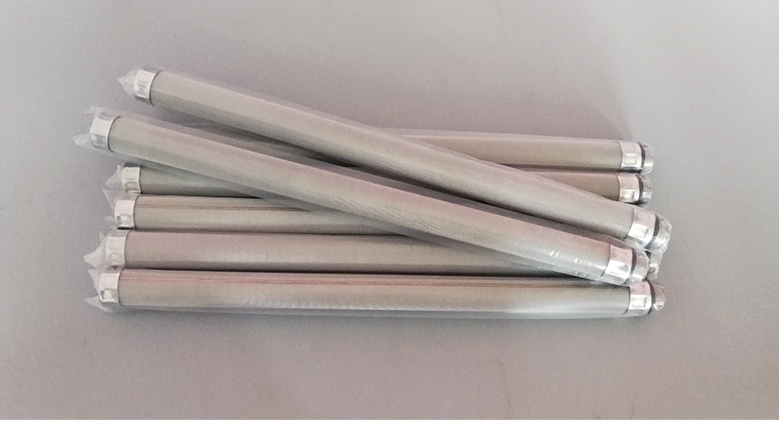 Batch of long fine woven wire mesh filter tube elements