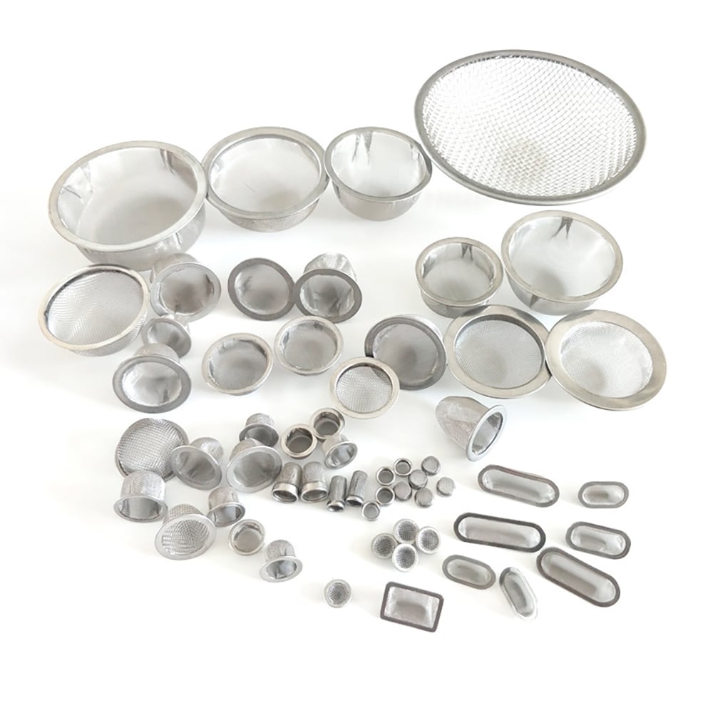 Formed wire mesh filter components with round oval and rectangular finished rims