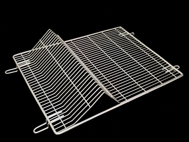 Formed stainless steel welded wire mesh panel with bends and mounting tabs
