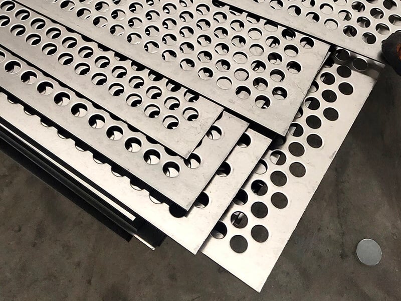 Close view of hexagonal perforated metal panel