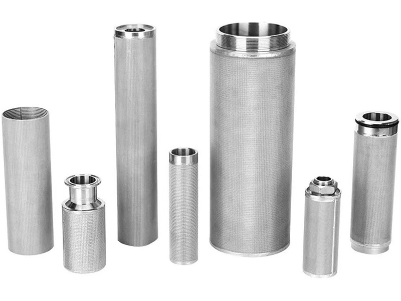 Cylindrical metal filter elements in different diameters lengths and connection styles