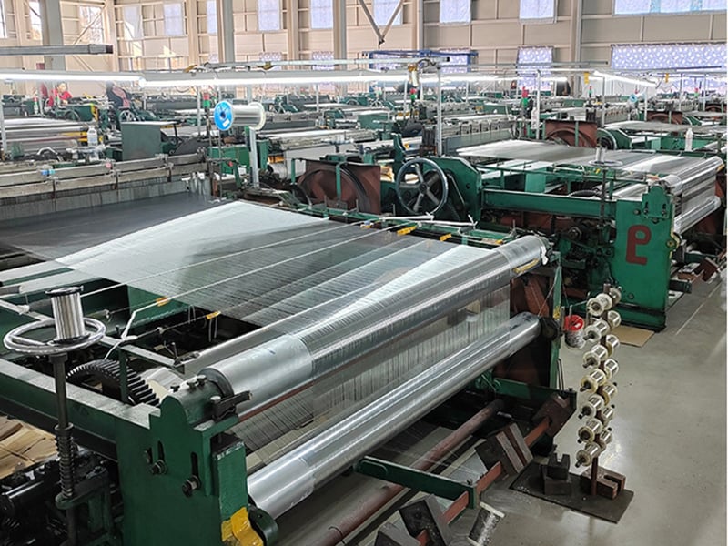 Close view of stainless steel wire mesh weaving