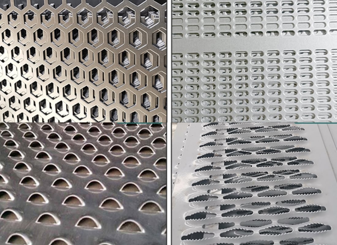 Round and slotted perforated metal opening examples