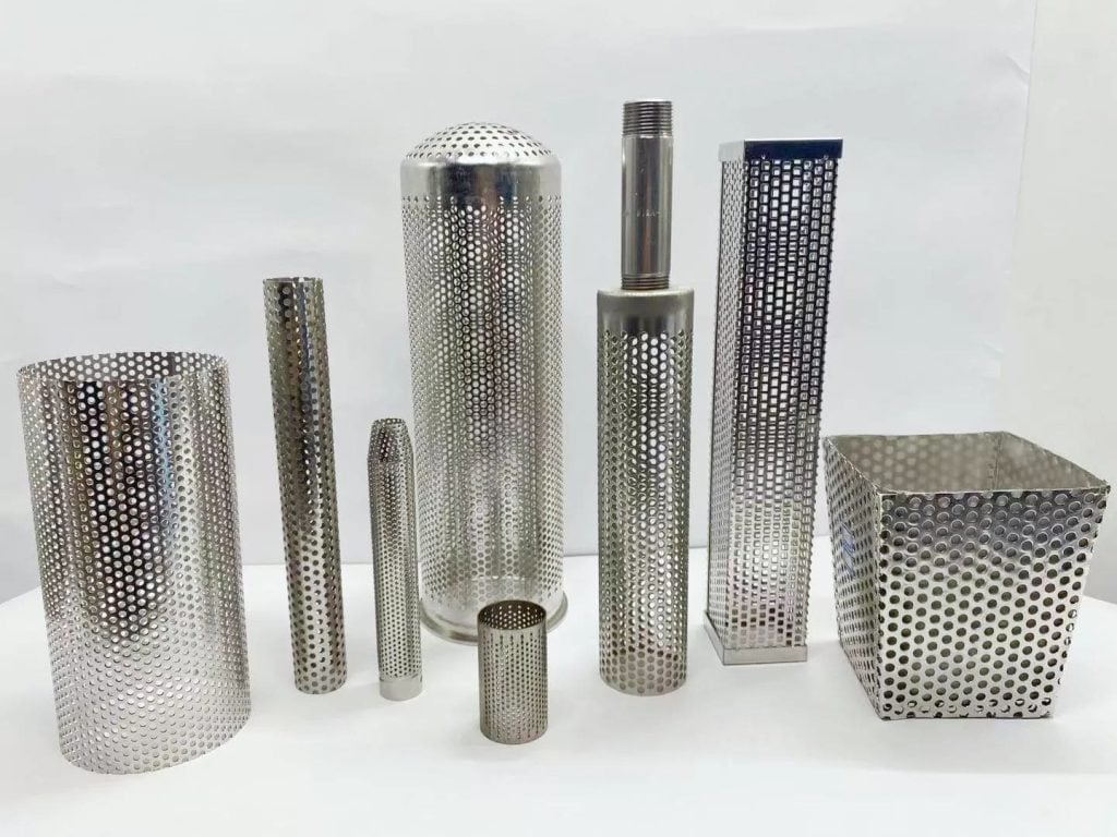 Fabricated perforated filter discs, baskets and cylinders