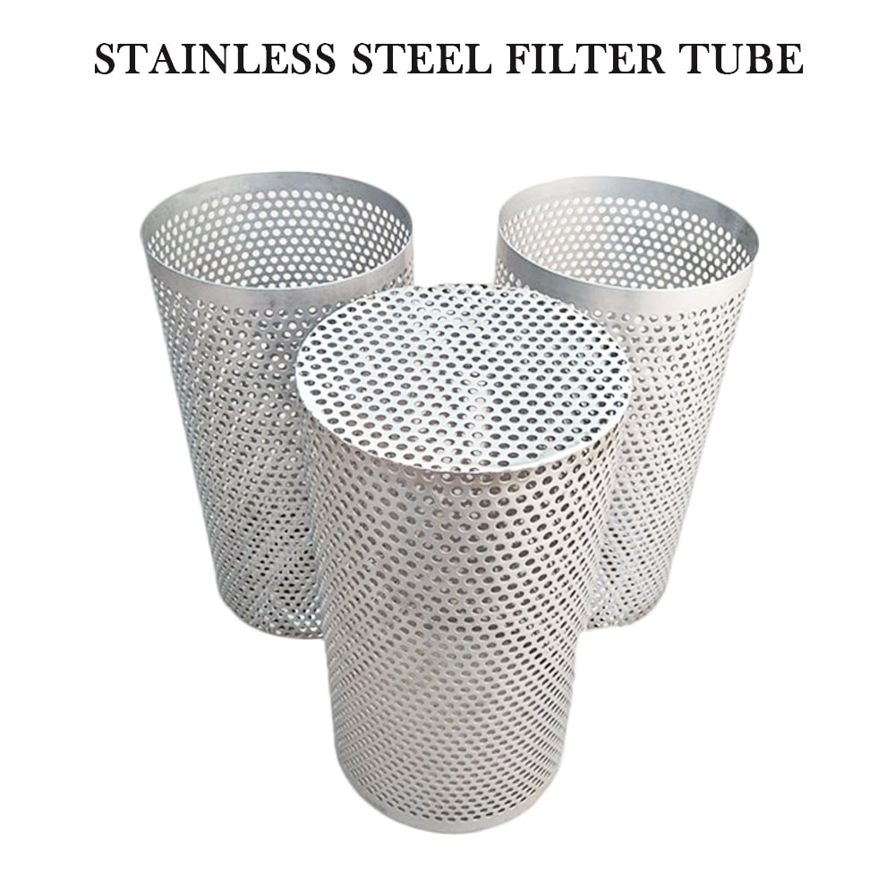 Perforated stainless steel cylindrical support cores for filter elements