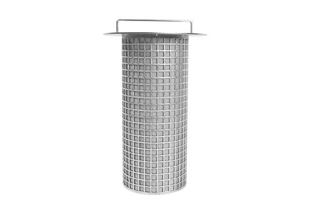 Removable stainless steel mesh filter basket insert with handle and flange