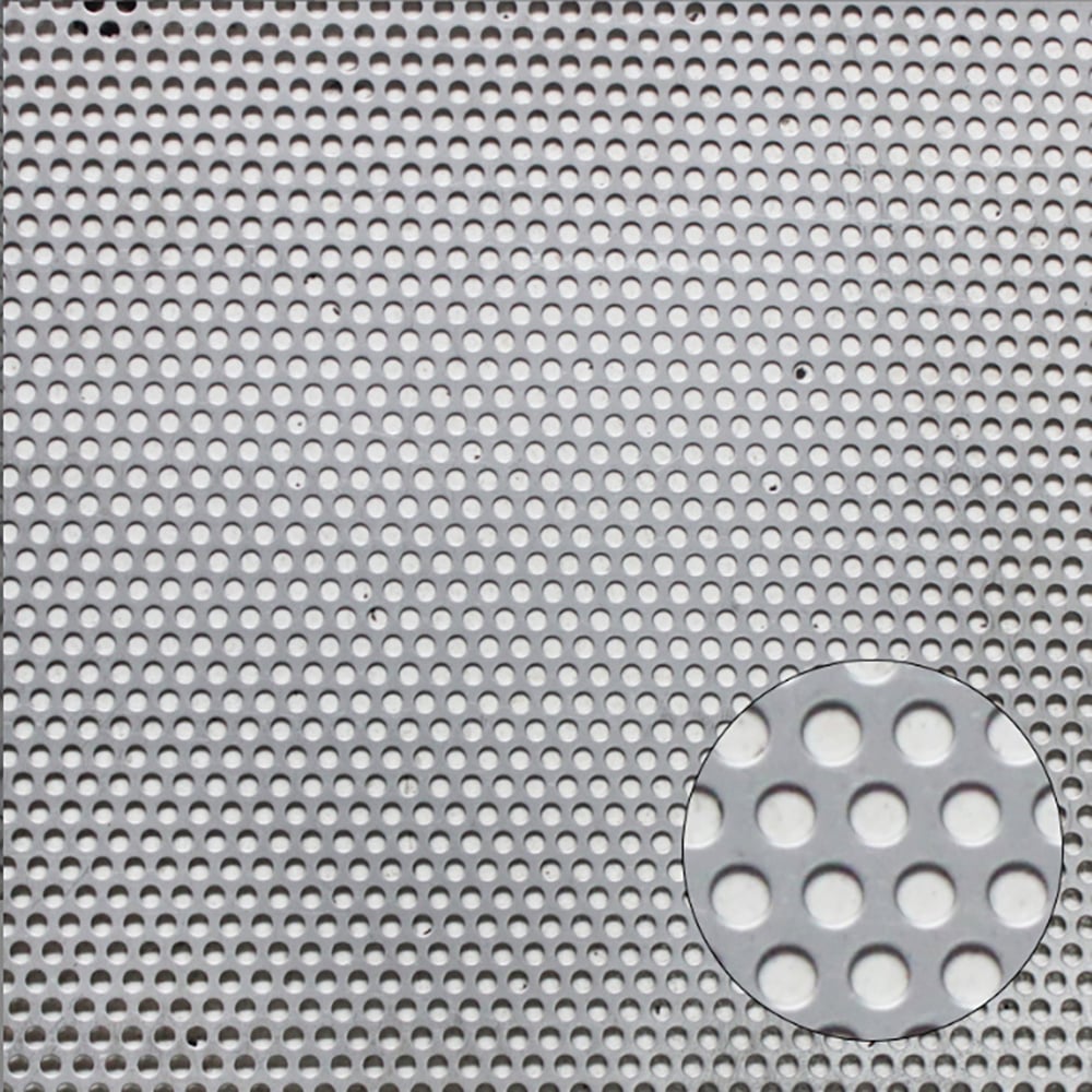 Close detail of a round hole perforated metal ventilation pattern