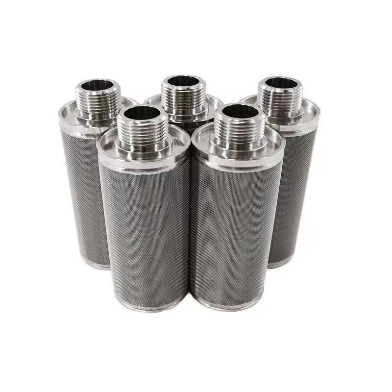 Group of sintered mesh filter cartridges with threaded end fittings