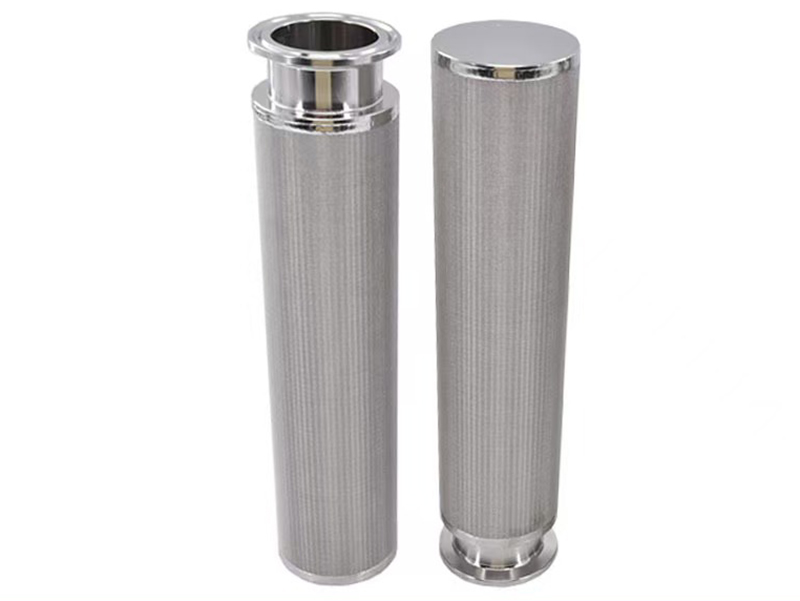 Cylindrical sintered wire mesh filter cartridges with end connections