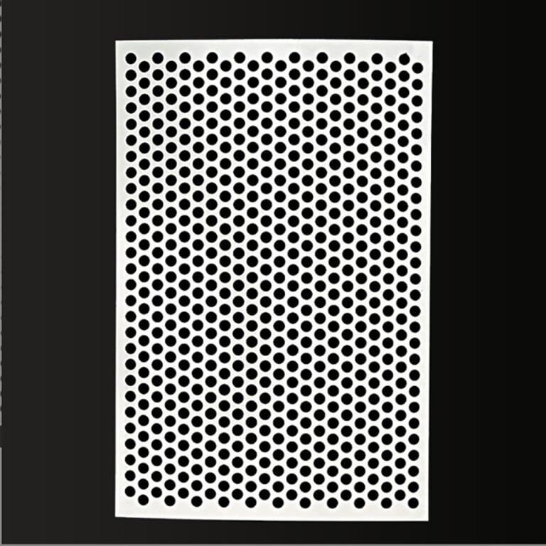 Perforated metal panel with staggered round hole pattern