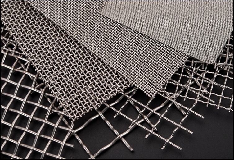 Stainless steel wire mesh samples with different weave and opening sizes