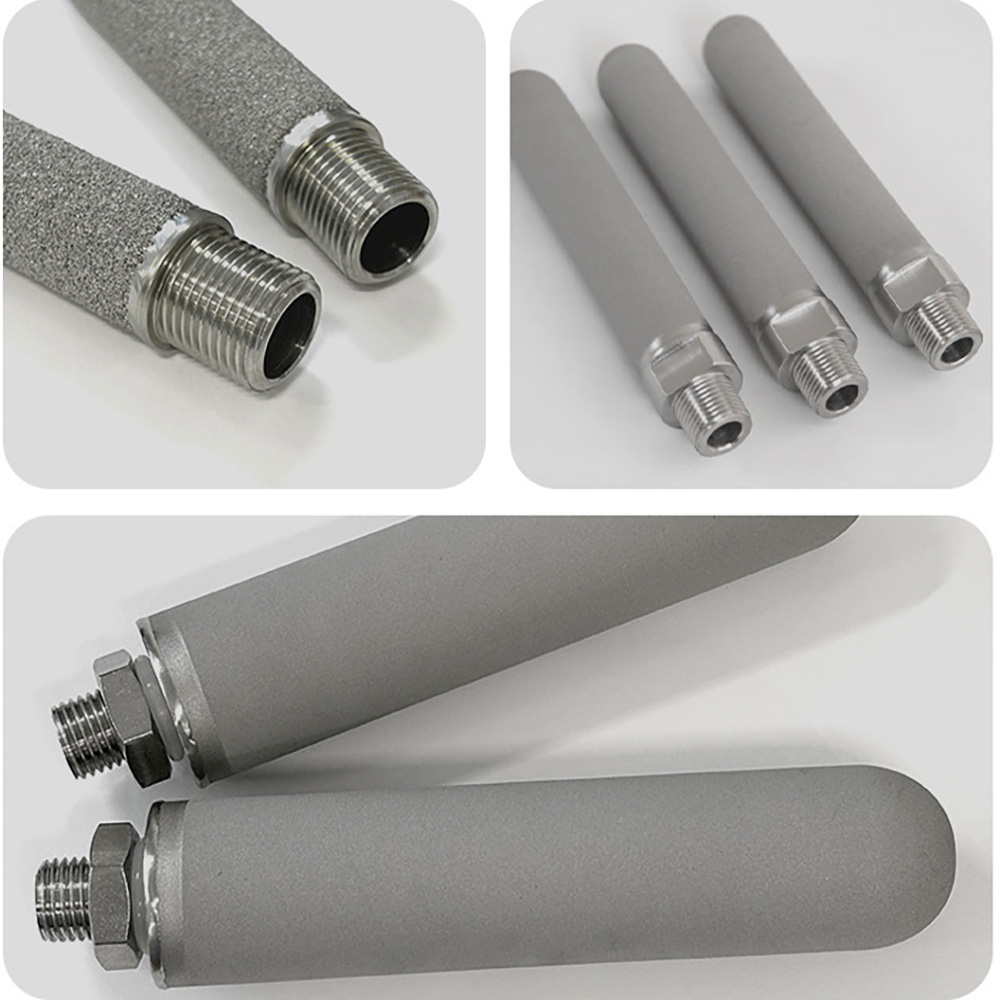 Close views of threaded metal filter element connection and seating shoulders
