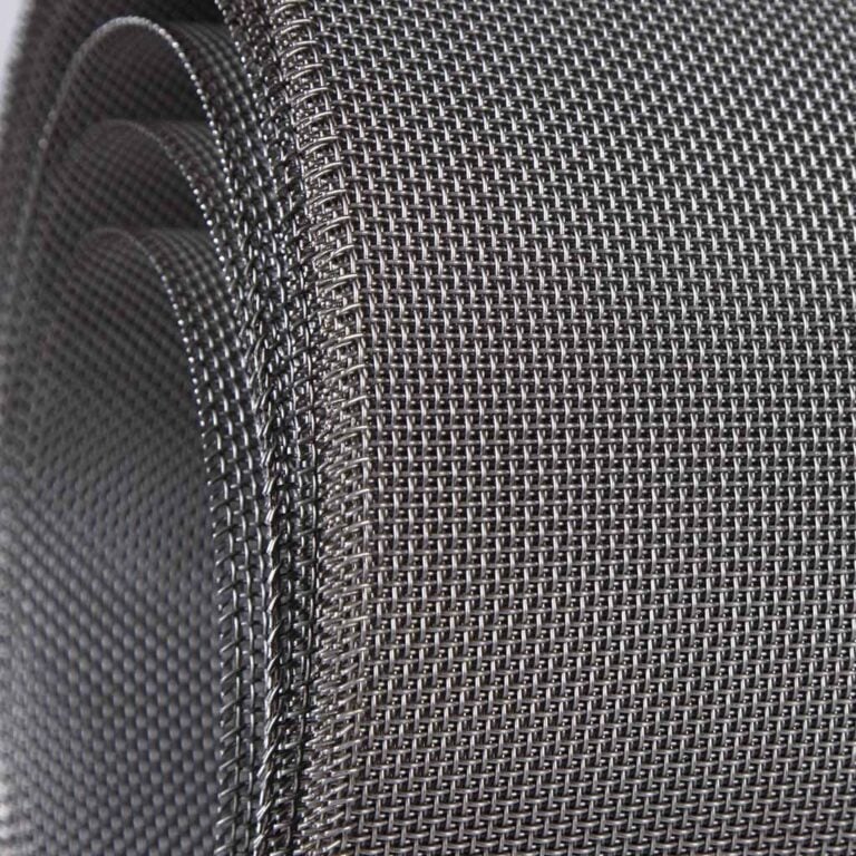 Close view of stainless steel woven wire mesh openings