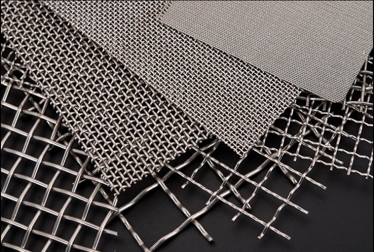 Stainless steel woven wire mesh samples with different opening sizes